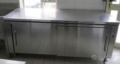 Banco da lavoro ante scorrevoli 180x70x85 inox
