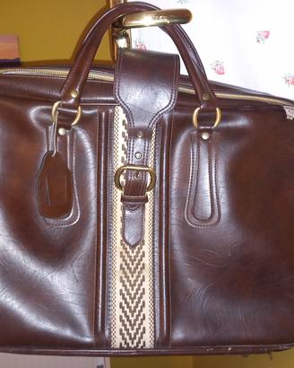 borsa in pelle da viaggio anni 70