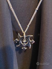 Collana acciaio con  ciondolo sole  tribale 