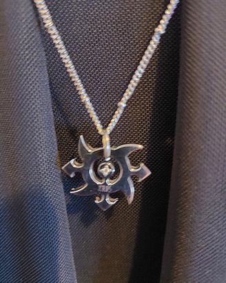Collana acciaio con  ciondolo sole  tribale 