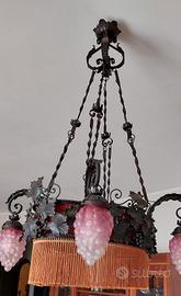 Lampadario vintage in ferro battuto stil