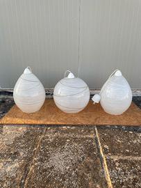 Set 3 lampadari bianchi in vetro