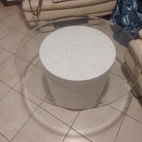 tavolino rotondo in cristallo