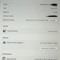 Apple macbook air m3 15” 256gb 2024