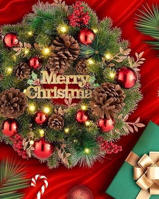 Avoalre 40cm Ghirlanda Natalizia con Luci LED Ghir