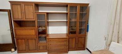 mobile soggiorno legno marrone vetro vetrinetta 