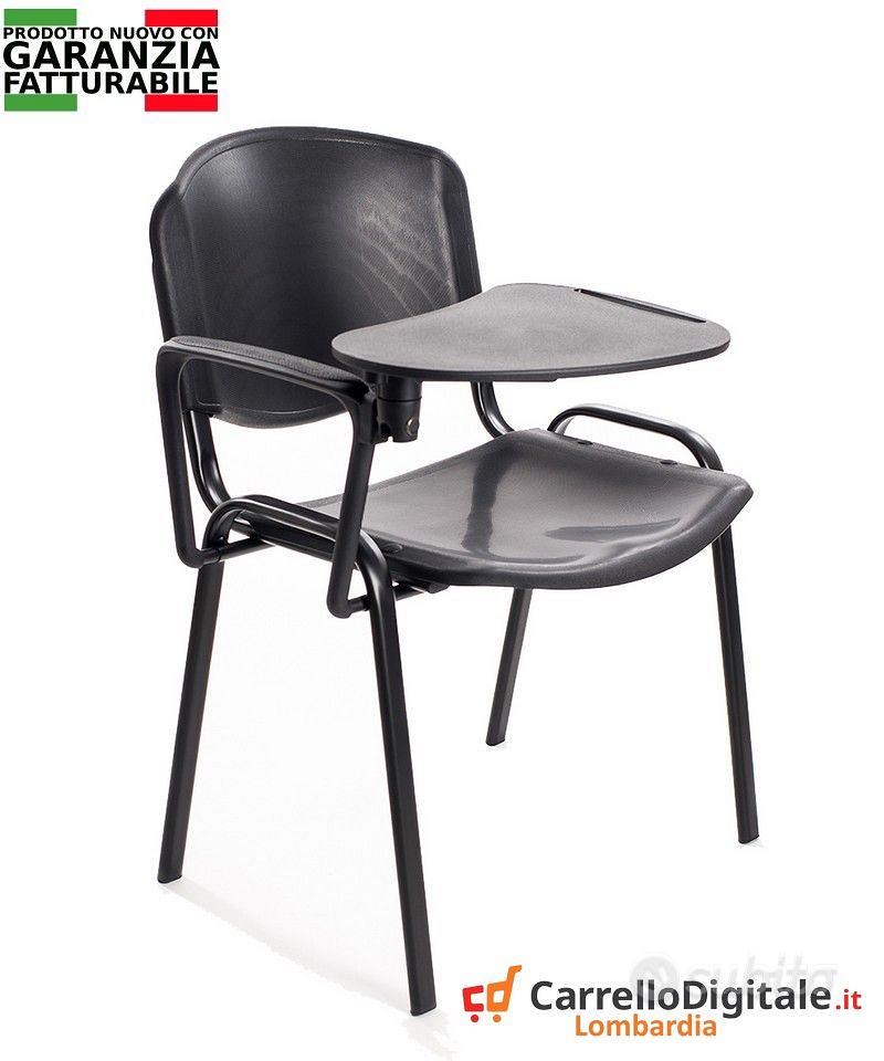 Sedia fissa 4 gambe con telaio in acciaio cromato seduta monoscocca in plastica