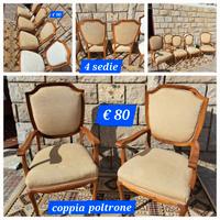Coppia Poltrone 4 Sedie imbottite classiche