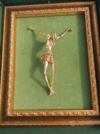 CROCIFISSO SCULTURA IN BRONZO DORATO di Verginelli