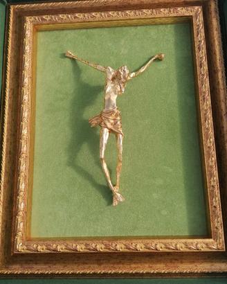 CROCIFISSO SCULTURA IN BRONZO DORATO di Verginelli