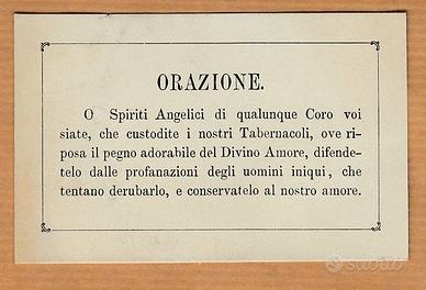 Santino orazione Eucarestia Angeli 1800 (S11)