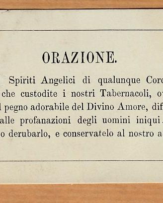 Santino orazione Eucarestia Angeli 1800 (S11)