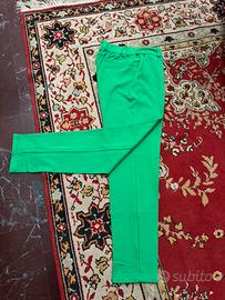 Pantalone  verde a sigaretta in maglia di cotone