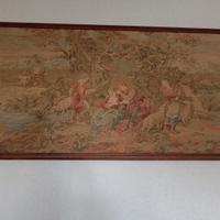 arazzo vintage con cornice in legno 