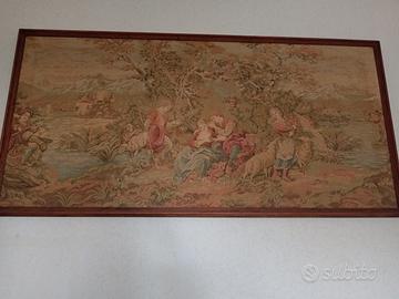 arazzo vintage con cornice in legno 