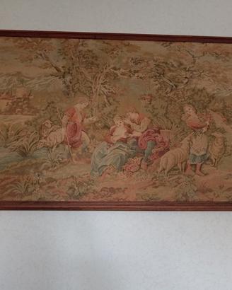 arazzo vintage con cornice in legno 