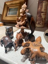 Set Statuette Vintage Legno (artigianato etnico)