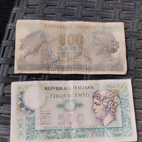 due banconote da 500 lire da collezione vintage 