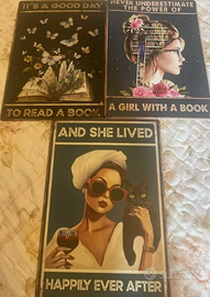 Set 3 quadri/tele in metallo aesthetic