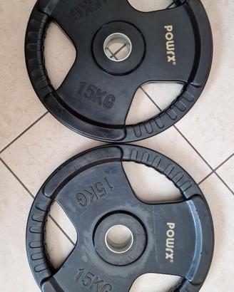 Set 2 Dischi Grip Rivestiti in PU da 15kg ciascuno