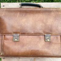 Borsa cartella in pelle anni '60 '70