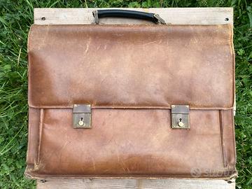 Borsa cartella in pelle anni '60 '70
