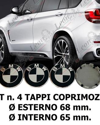 Set N. 4 Tappi Coprimozzo per BMW 68 mm. logo nero