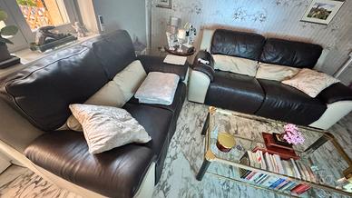 Coppia di divani in vera pelle Italiana