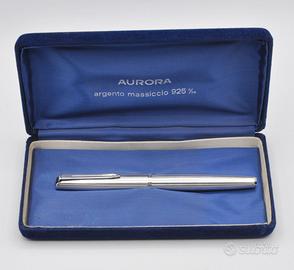 Aurora 98 penna stilografica argento massiccio 925