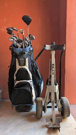Sacca golf, mazze e carrello