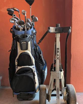 Sacca golf, mazze e carrello