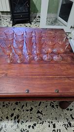 servizio bicchieri vintage rosa a torciglione 16 p