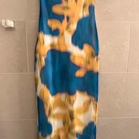 Vestito lungo floreale blu e giallo