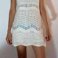 Abito donna Zara Knit traforato bianco Eur M