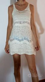 Abito donna Zara Knit traforato bianco Eur M