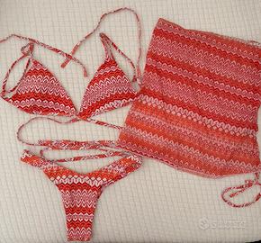 Costume con pareo rosso tg.S