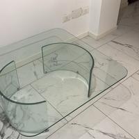 Tavolino da caffè vetro spesso anni ‘70