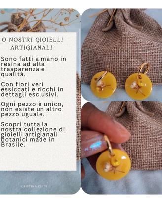 Collezione Giallo orecchini in resina con elementi