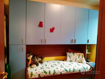 cameretta bambino a ponte con cassetto estraibile 