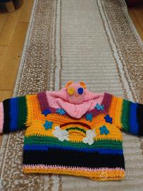 Felpa bambino lana fatto uncinetto 12/18  mesi