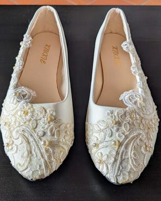 scarpe ballerine 39 matrimonio cerimonia pizzo