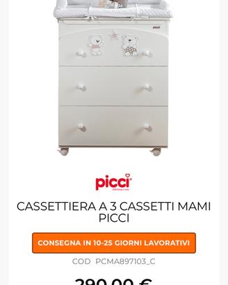 Fasciatoio con vaschetta Picci Mami 3 cassetti