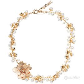 Collana fiori rose placcata oro 925