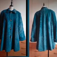 cappotto in pelle scamosciata bluette, double face