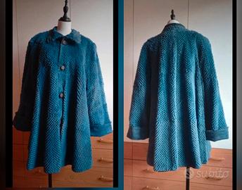 cappotto in pelle scamosciata bluette, double face