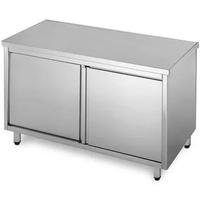 Tavolo inox armadiato con 2 ante scorrevoli