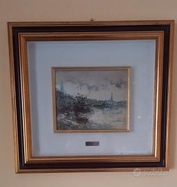 Quadro su lastra in argento, cornice in legno 