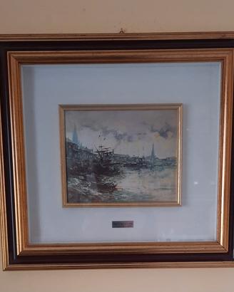 Quadro su lastra in argento, cornice in legno 