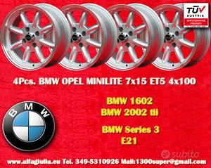 4 pz. cerchi BMW Minilite 7x15 ET5 1502-2002 1500-