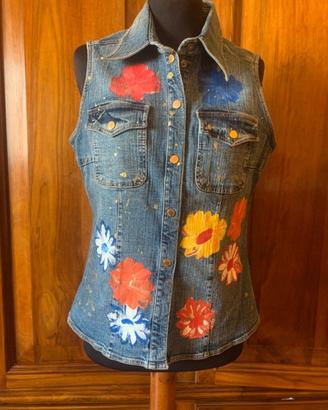 Gilet donna dipinto a mano, Roccobarocco tg M